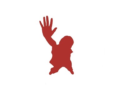 Logo szkoły, czyli czerwony ludzik z podniesioną ręką, która przybija piątkę.